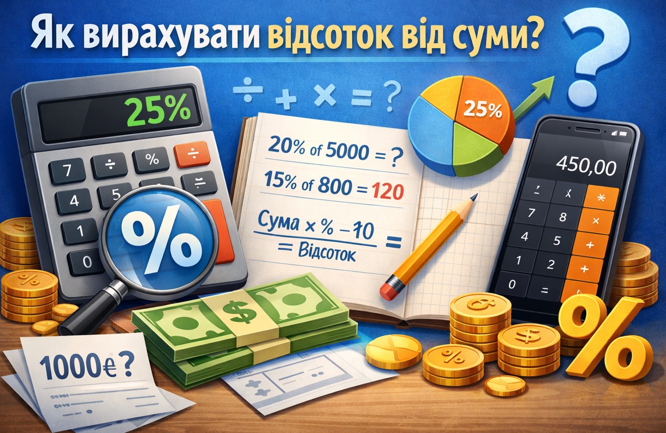 Як вирахувати відсоток від суми